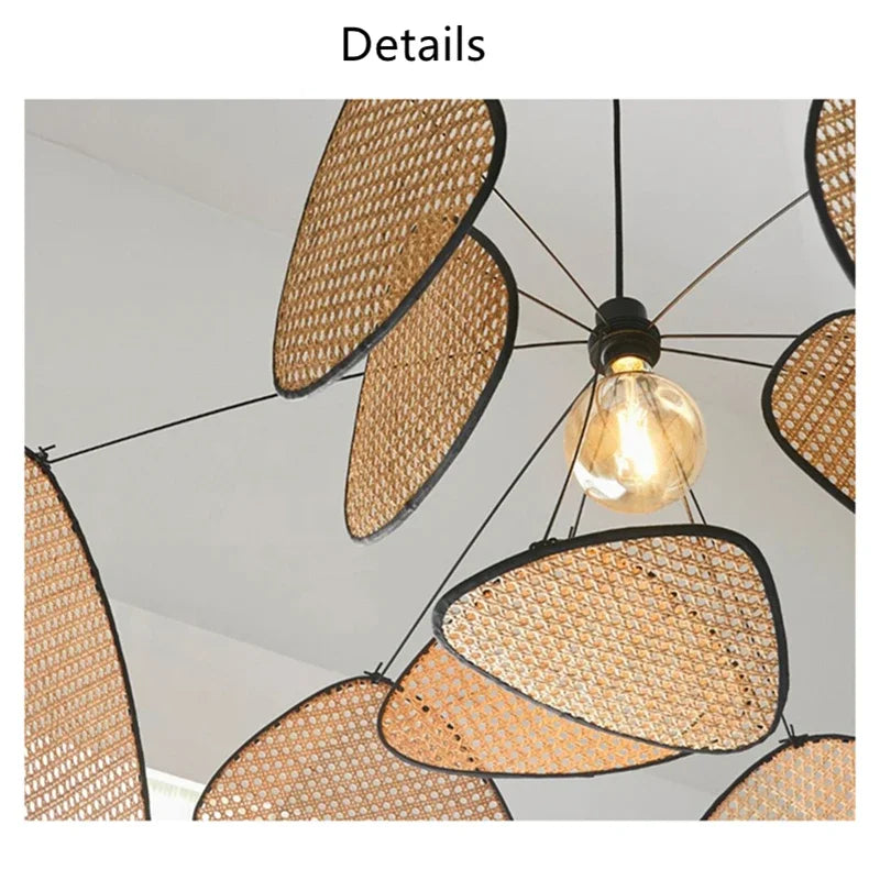 Afralia™ Black Rattan Ceiling Chandelier for Indoor Lighting Decor