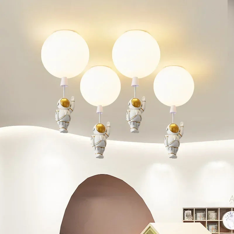 Afralia™ Astronaut Balloon Ceiling Lamp: Modern Minimalist LED Chandelier for Kids' Room