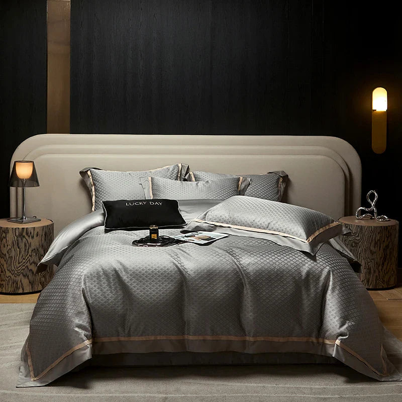 Afralia™ Luxury Yarn-dyed Jacquard Bedding Set: Duvet, Sheet, Pillowcases