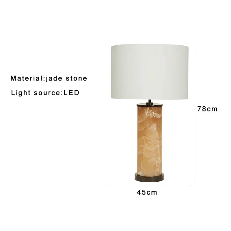 Afralia™ Yellow Jade Table Lamp Luxury Desk Light Vintage Nightstand Lamps