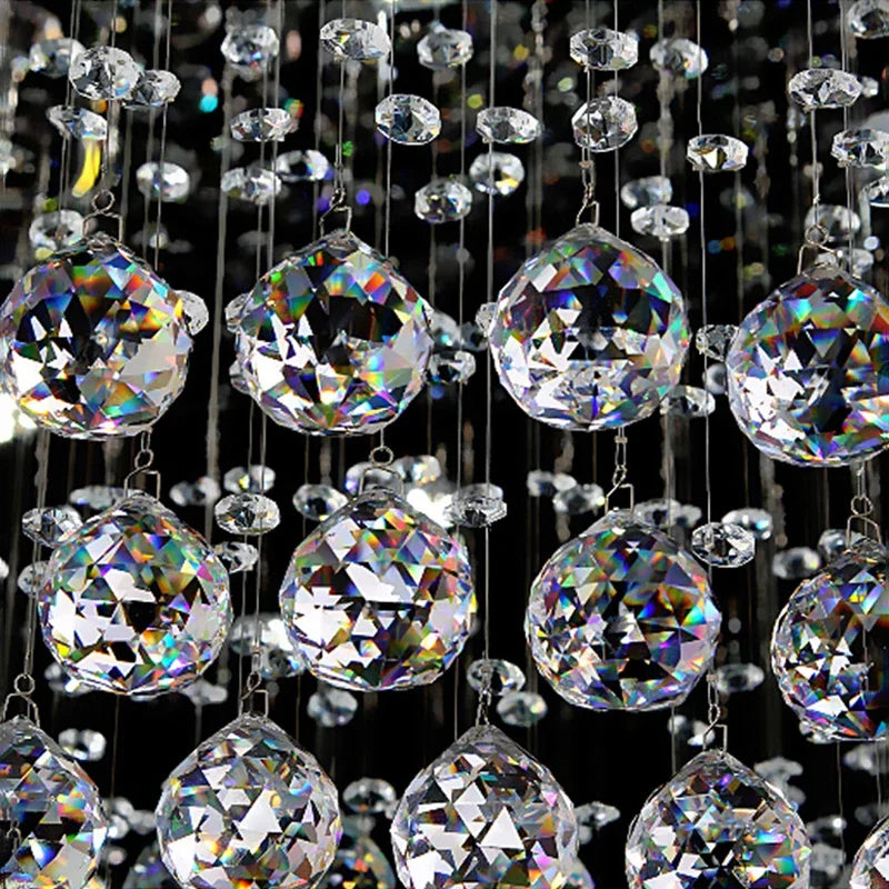 Afralia™ Luxury LED Round Crystal Chandelier Ceiling Light for Home Decor Living Dining Bedroom
