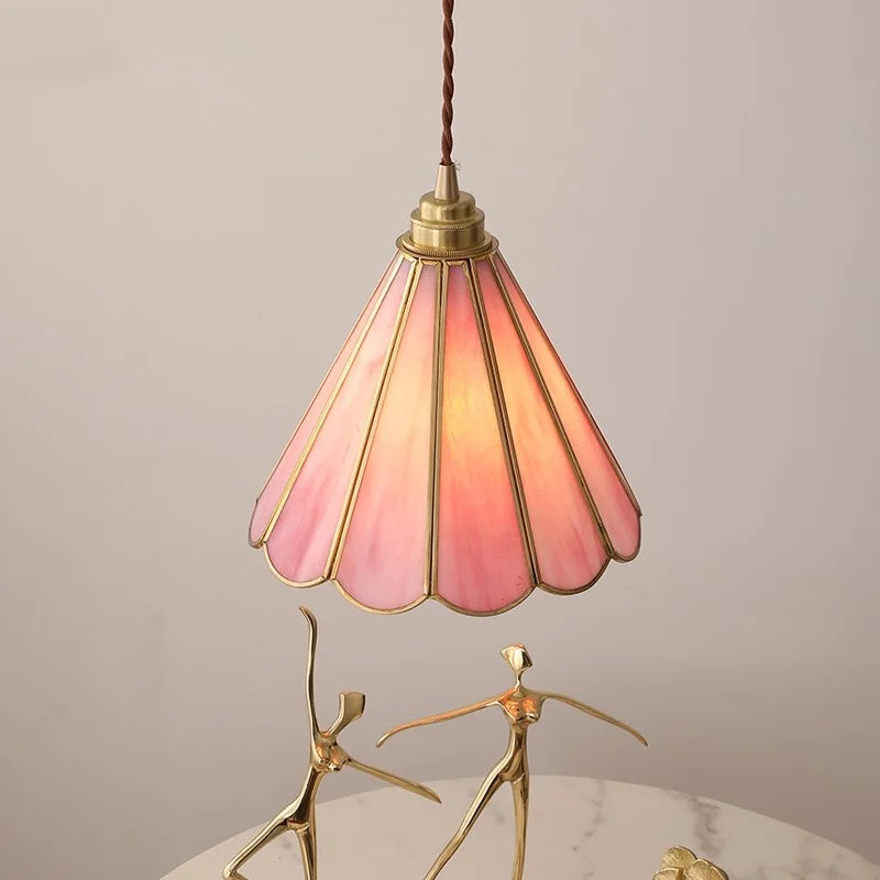 Afralia™ Pink Glass Flower Pendant Lamp - Adjustable LED Hanging Light for Home Decor