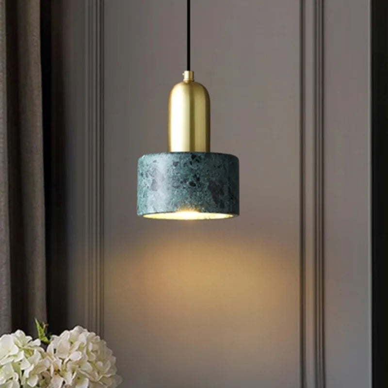 Afralia™ Copper Marble LED Pendant Light for Kitchen Living Room Bedroom Decor