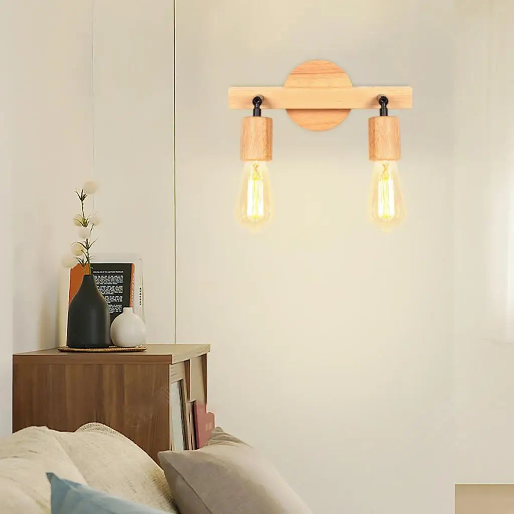 Afralia™ Wood Double Heads Wall Lamps - Modern Nordic Indoor Lighting Sconces