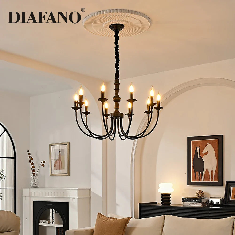Afralia™ Black Metal Chandelier 8 Heads Pendant Lights for Home Decor