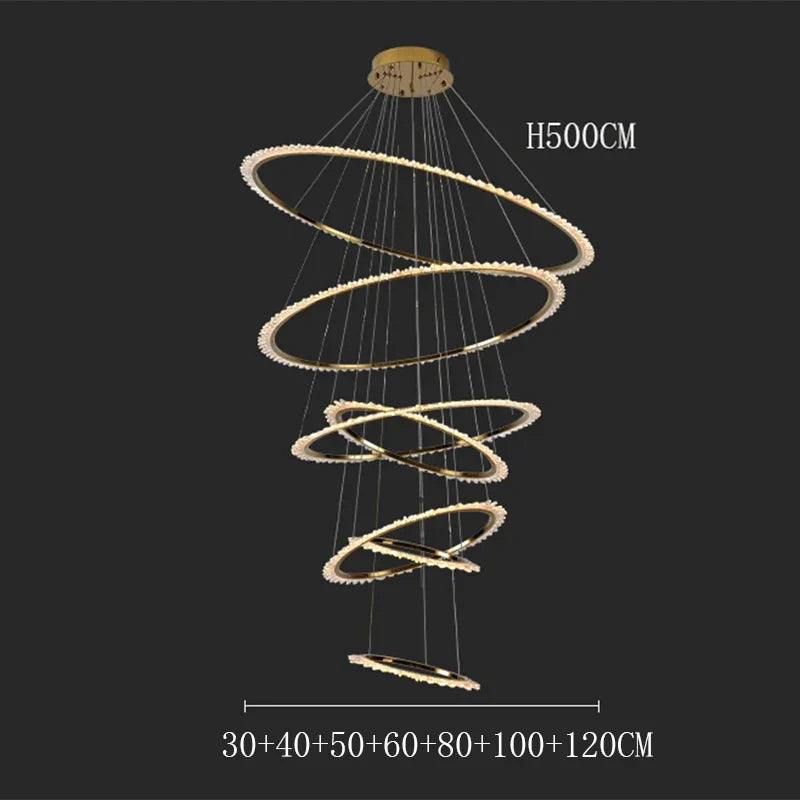 Afralia™ Crystal Chandelier: Stair Pendant Lamp, Living Room & Interior Lighting