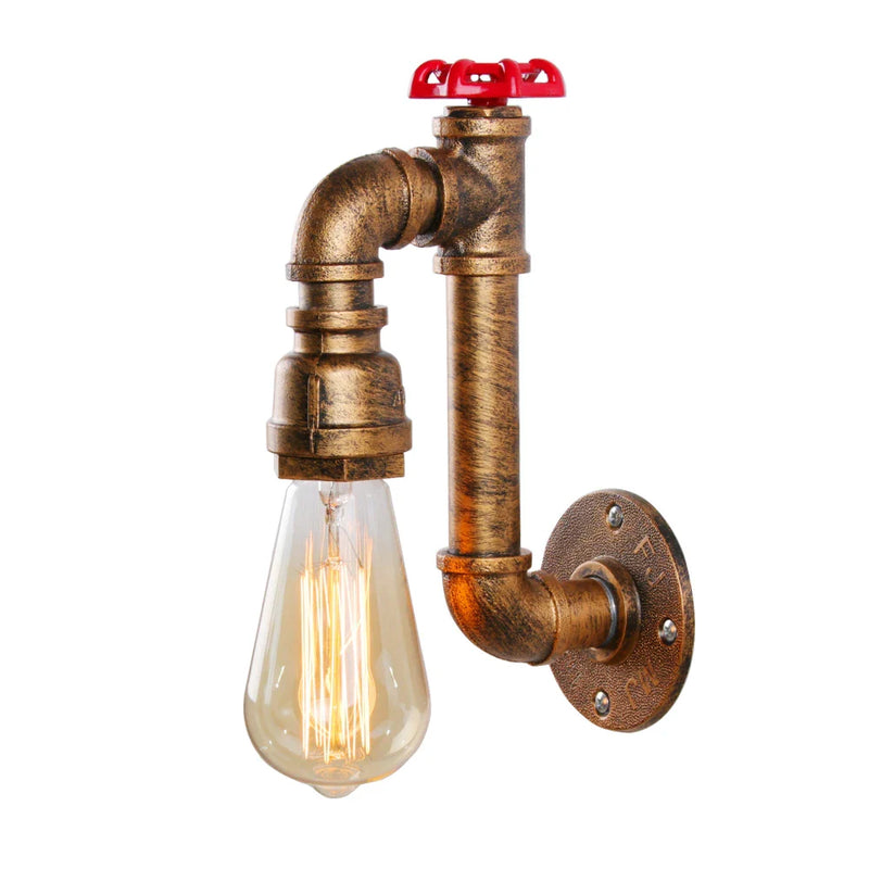 Afralia™ Vintage Industrial LED Water Pipe Wall Light for Home Cafe Bar Bedroom Decor