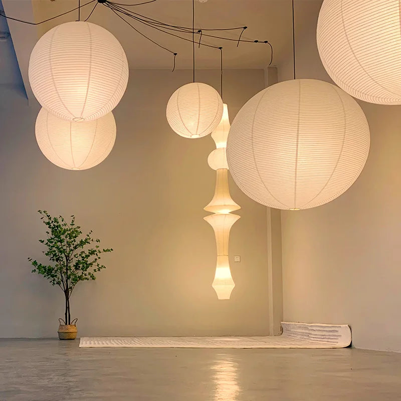 Afralia™ Noguchi Danish Paper Pendant Lights - Retro Decorative Hanging Light Fixture