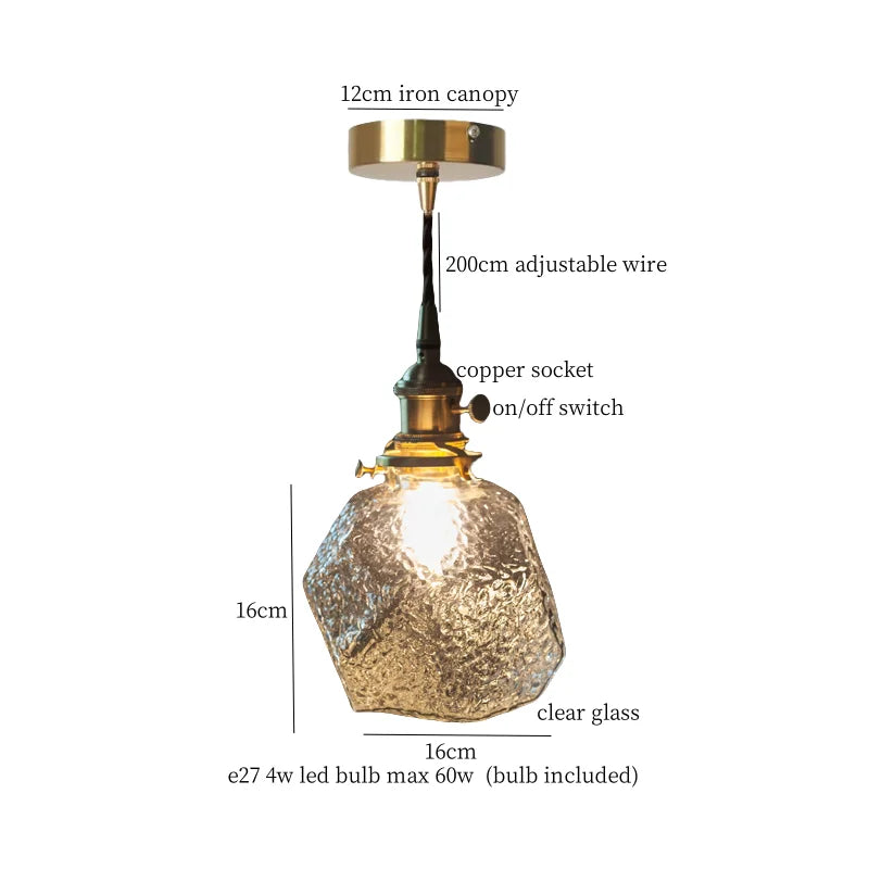 Afralia™ Vintage Glass LED Pendant Light for Kitchen Living Room Cafe Bar