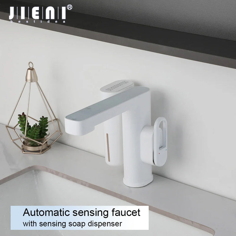 Afralia™ Touch-Free Basin Sensor Faucet & Foam Soap Dispenser Mixer Taps - Deck Mounted