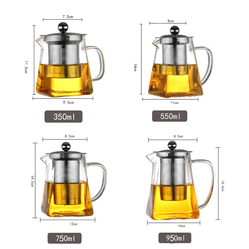Afralia™ Glass Tea Pot with Stainless Steel Infuser