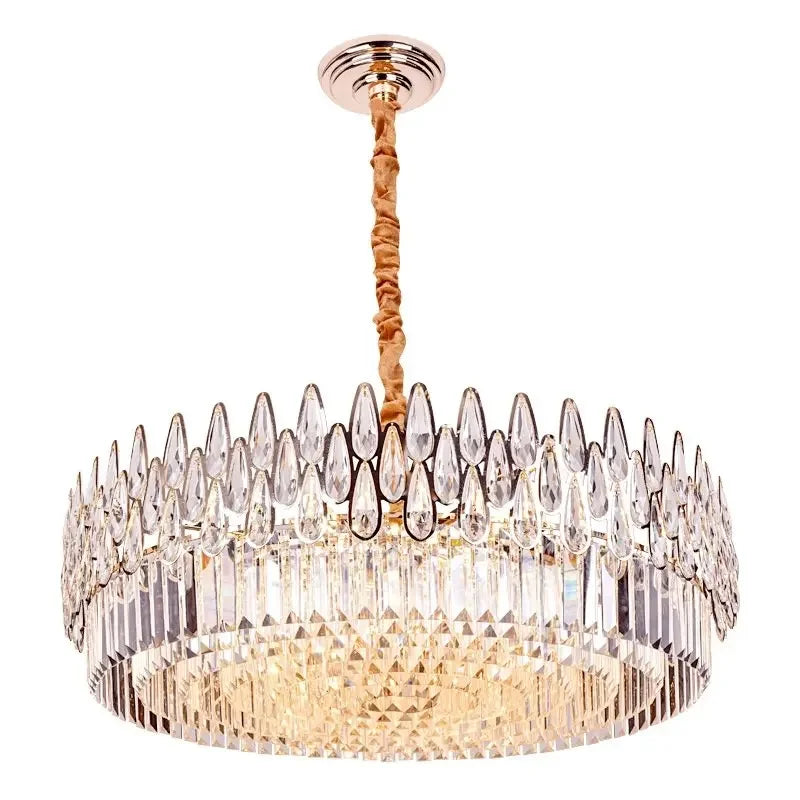 Afralia™ Water Drop Crystal Chandelier Wrought Iron Pendant Lamp Home Decor Lustre Hanglamp