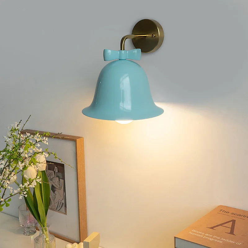 Afralia™ Bowknot Bell Wall Lamp E27 LED Glass Bedroom Kitchen Island Kids/Princess Room