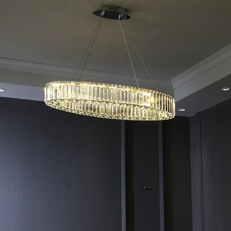 Afralia™ Chrome Silver Crystal Chandeliers Pendant Lamp for Luxurious Living and Bedroom