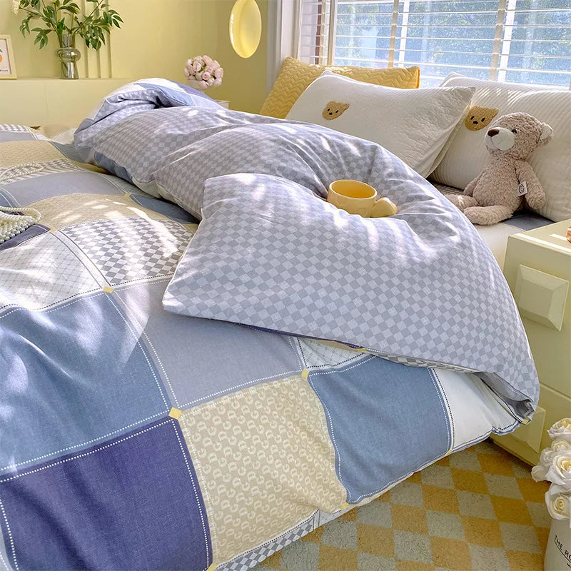 Afralia™ Nordic Plaid Cotton Duvet Cover for All Seasons - Single/Double Bed