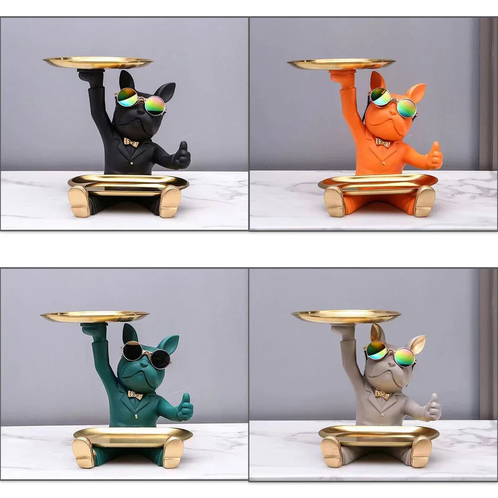 Afralia™ French Bulldog Tray Statue: Stylish Bulldog Storage Decor for Modern Home & Office.