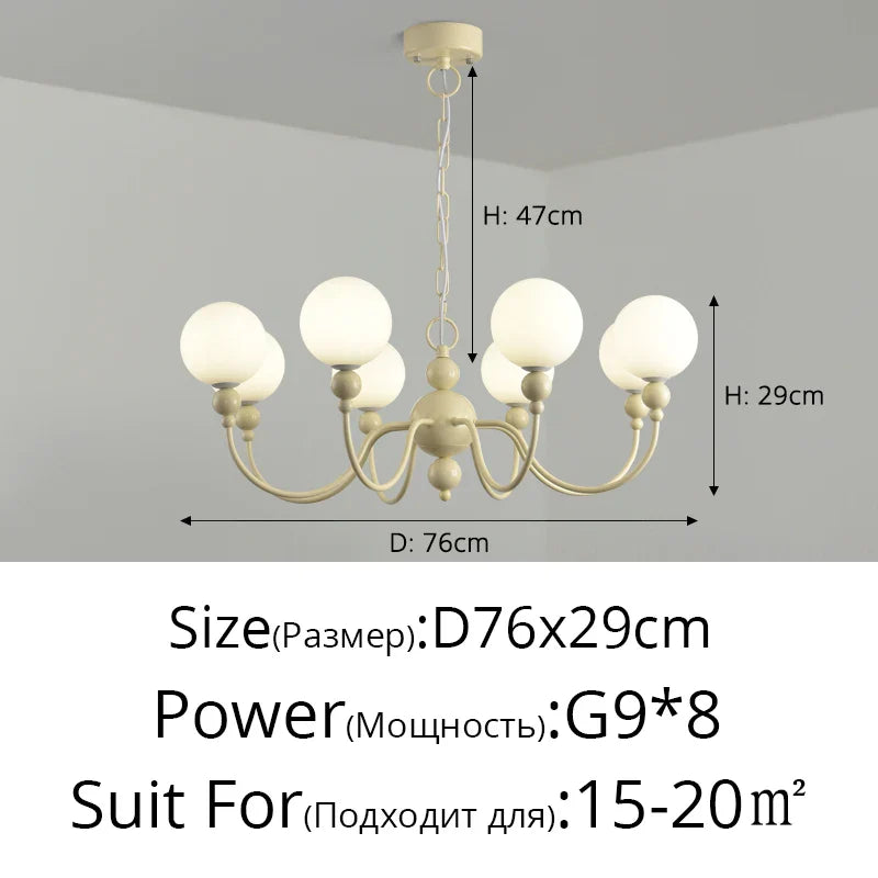 Afralia™ Modern Cream Green Glass Chandelier for Bedroom Living Room Kitchen