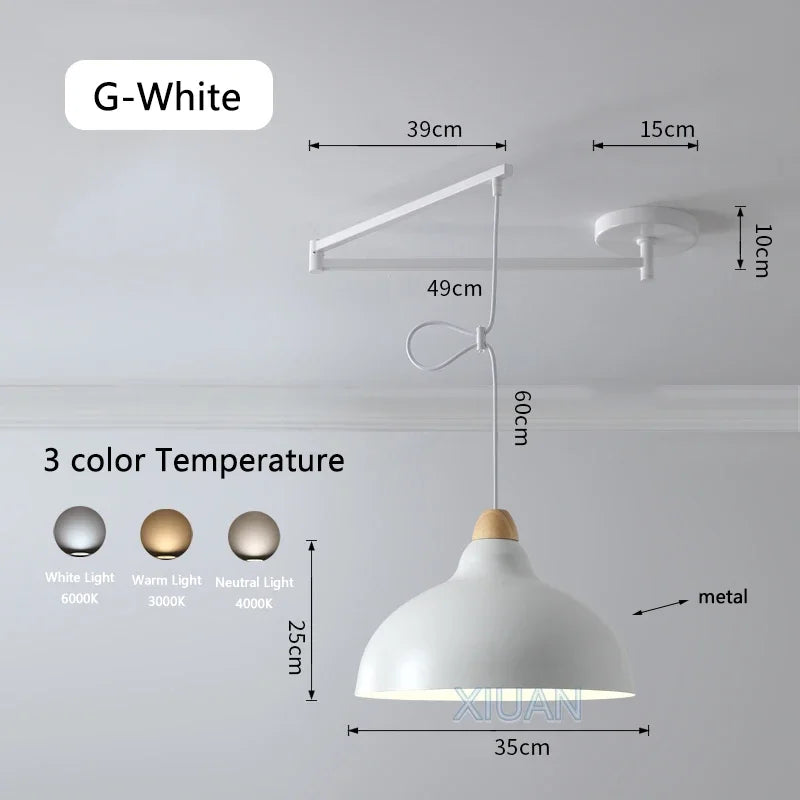 Afralia™ Modern Swing Arm Pendant Lamps PE Metal Sconces Dining Hanging Light