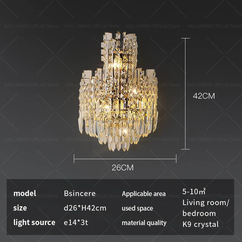 Afralia™ Crystal Wall Lamp: Elegant Living Room Bedroom Design Lighting