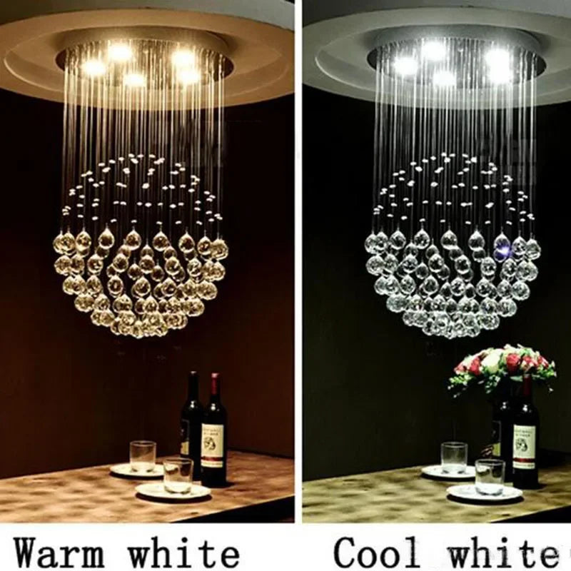 Afralia™ Round Crystal Ceiling Chandelier: Elegant Ball Design LED Light Fixture for Home Decor