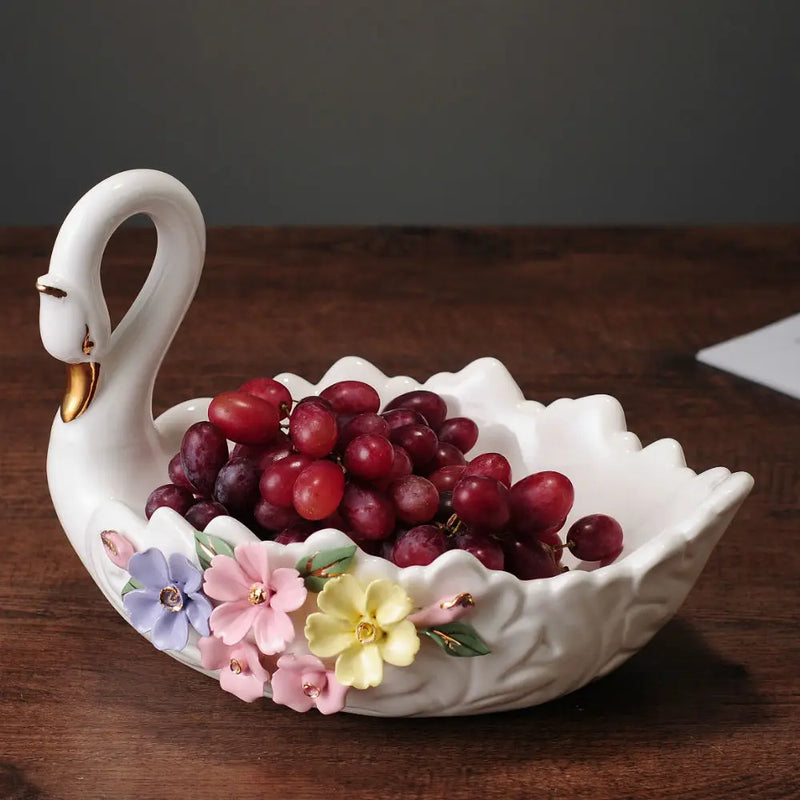 Afralia™ Swan Ceramic Fruit Tray and Ashtray Set for Elegant Living Room Decor