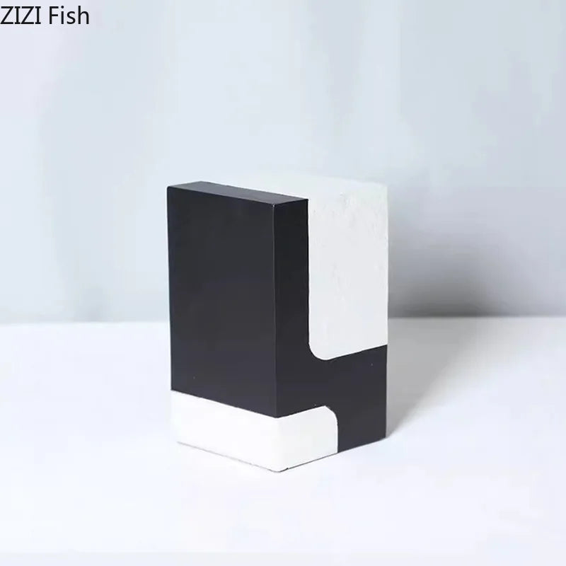 Afralia™ Square Block Resin Sculpture Desk Decor Modern Art Ornament Aesthetic Cube Block