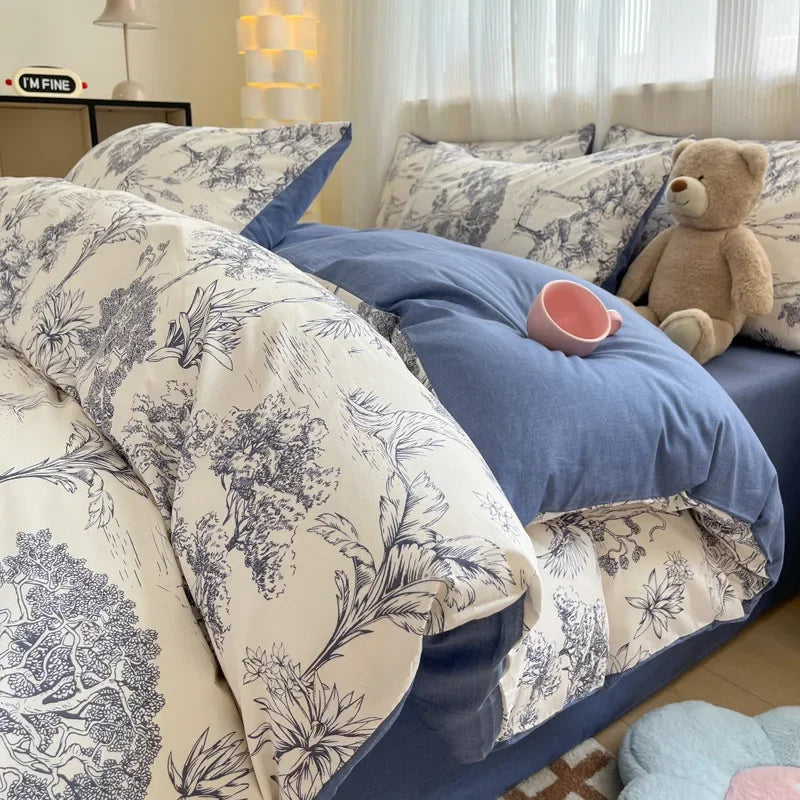 Afralia™ Cartoon Printed Cotton Quilt Cover Set - Soft, Breathable, Colorfast Bedding