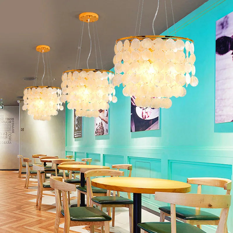 Afralia™ Nordic Shell Wind Chime Chandelier LED Pendant Light