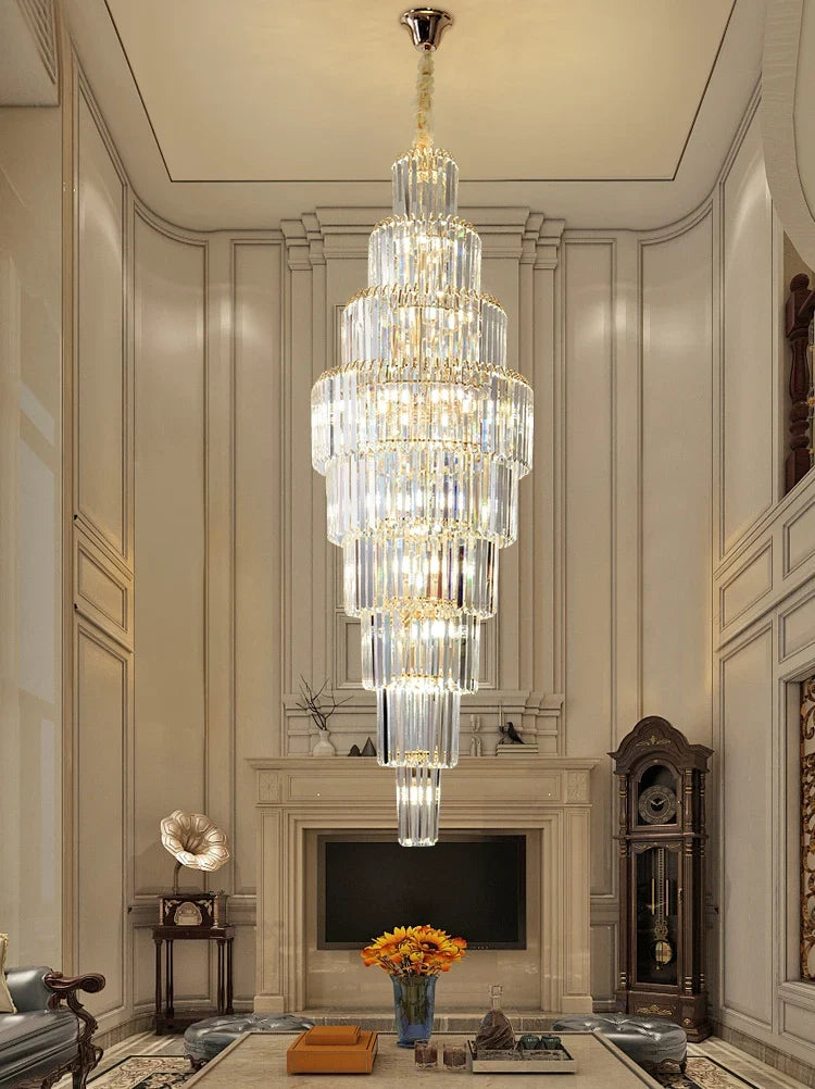 Afralia™ Crystal Pendant Chandelier for Hotel Lobby - Luxury Hollow Design - Nordic Villa Style