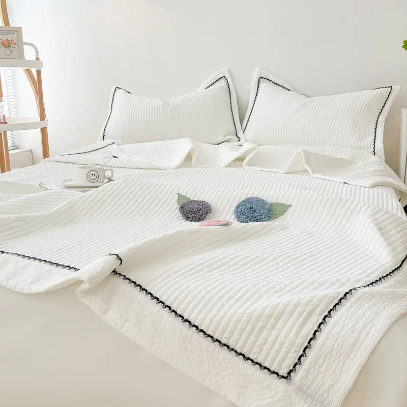 Afralia™ Princess Bubble Yarn Quilted Comforter Set - Elegant Handmade Flowers, Skin-friendly Blanket