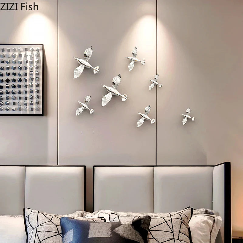 Afralia™ Gold/Silver Pigeon Wall Ornaments - Dove Statue for Living Room Aesthetics