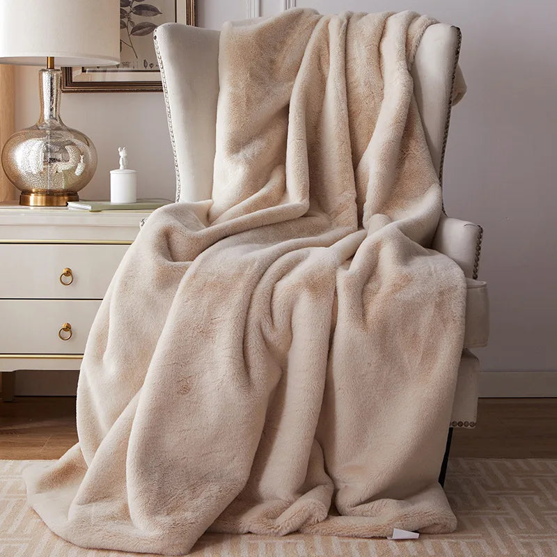 Afralia™ Faux Fox Fur Plush Blanket: Ultra Soft, Warm, and Luxurious for Office, Sofa, and Travel