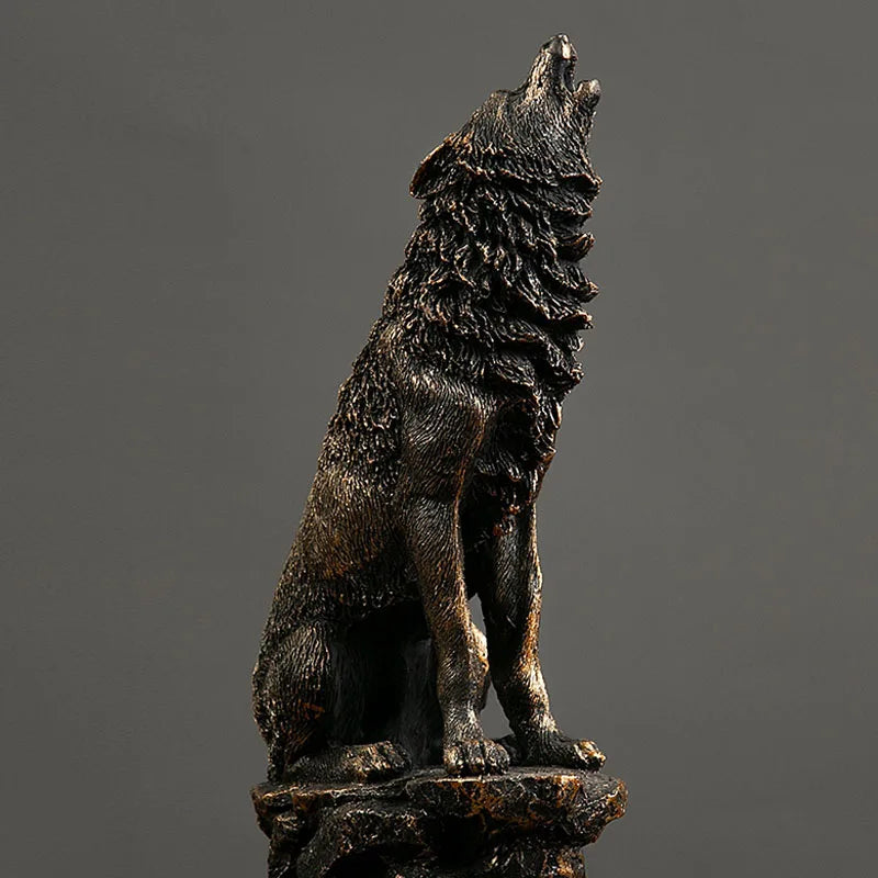 Afralia™ Roaring Wolf Resin Statue for Interior Office Desktop Decor