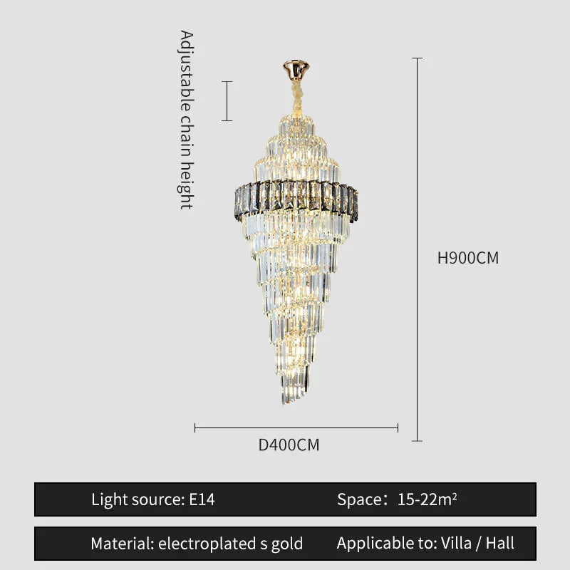 Afralia™ Crystal Spiral Chandelier for Luxury Spaces