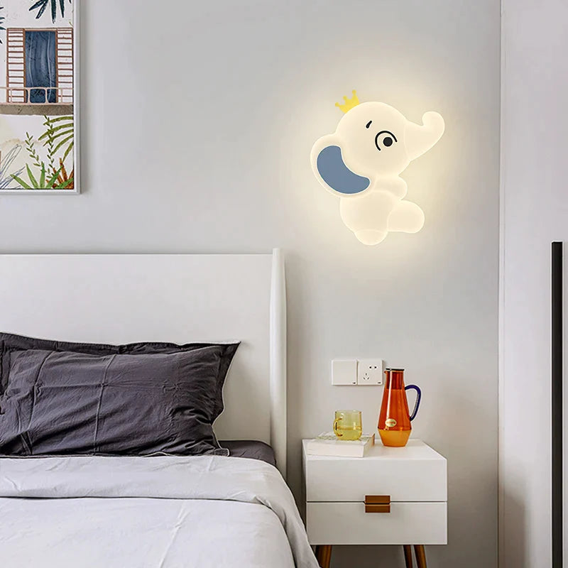 Afralia™ Elephant Cartoon Wall Light PE Lampshade for Baby Room and School Hallway