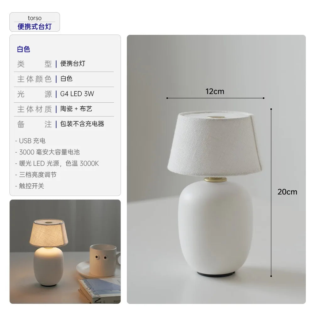 Afralia™ Retro Ceramics Table Lamp Touch Control LED Desk Light Home Decor