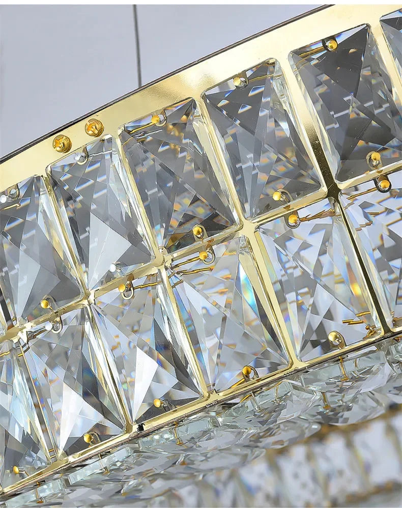 Afralia™ Luxury Crystal LED Pendant Lights Modern Steel Suspension Lamp