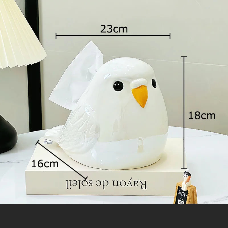 Afralia™ Chubby Parrot Ceramic Tissue Box: Creative Bird Desk Decoration & Paper Towel Case
