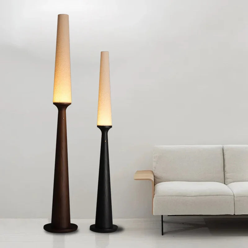 Afralia™ Nordic Wooden Floor Lamp with Black Fabric Lampshade for Home Decoration