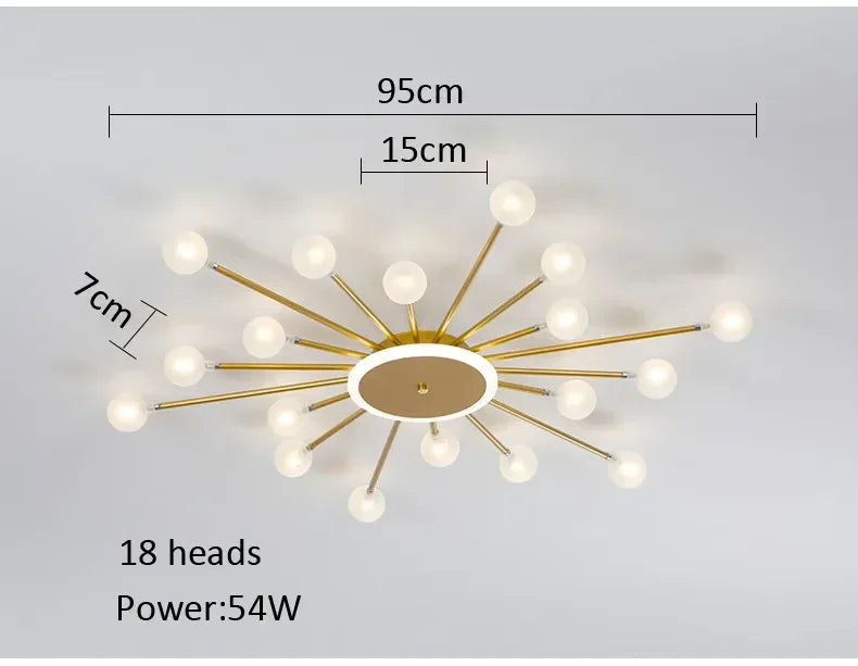 Afralia™ Glass Ceiling Chandelier LED Light Fixture for Living Room Bedroom Kitchen