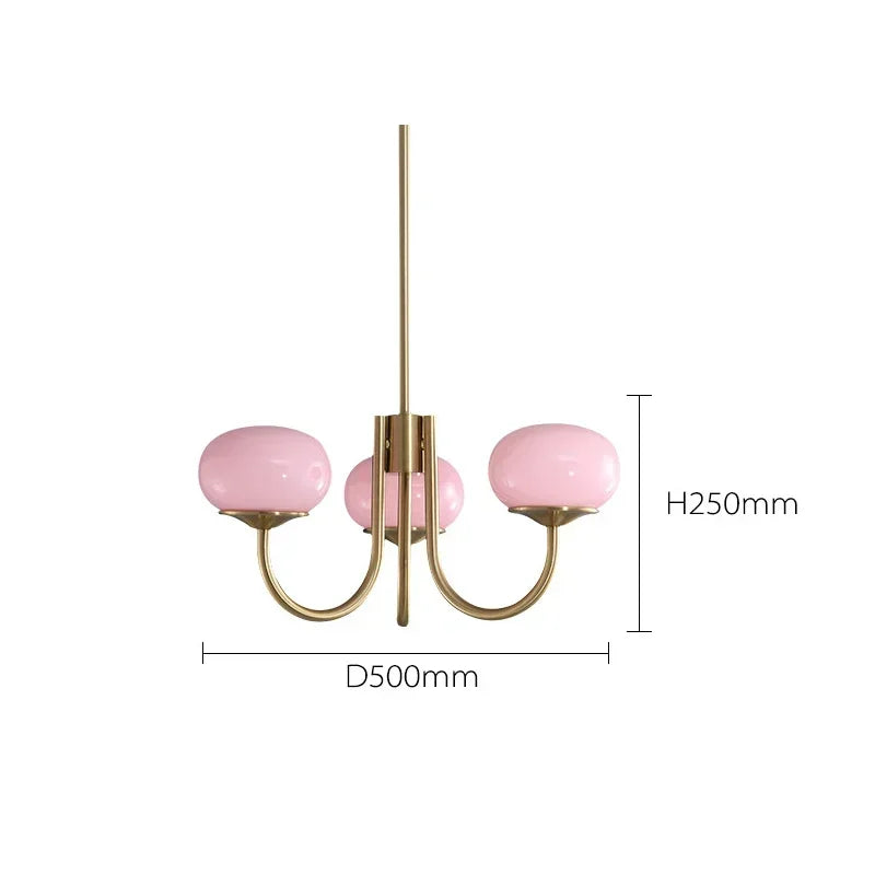 Afralia™ Pink Milky White Glass LED Chandeliers for Modern Indoor Decor