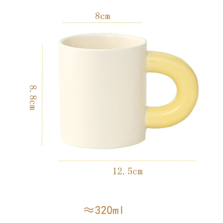 Afralia™ Minimalist Porcelain Mug with Big Handle for Coffee, Tea, Juice, and More