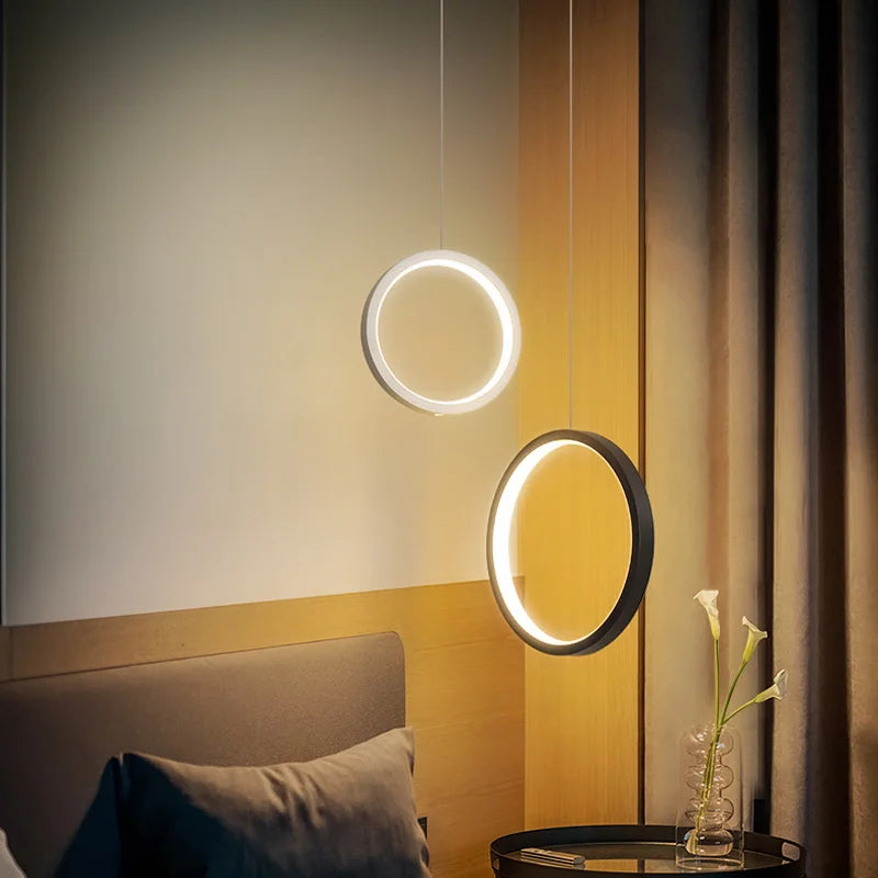 Afralia™ Modern Round Pendant Lamp LED Hanging Light for Bed Side & Living Room