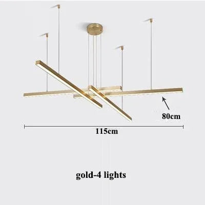 Afralia™ Modern Gold Black Led Pendant Lights, Dimmable, L80cm, Aluminium, Dining Room Hanging Lamp