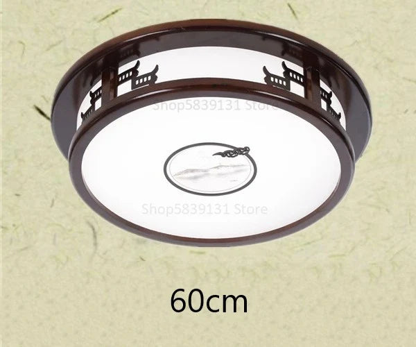Afralia™ Antique Style Solid Wood Led Ceiling Light for Living Room Bedroom & Study