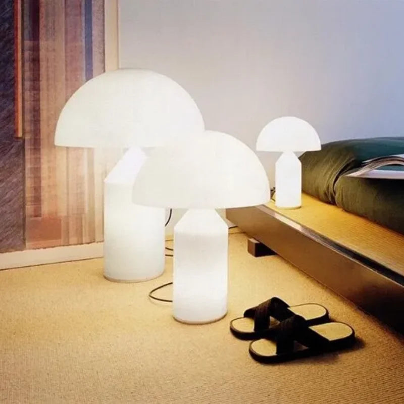 Afralia™ Mushroom Design LED Desk Lamp: Modern White Glass Bedside Table Light