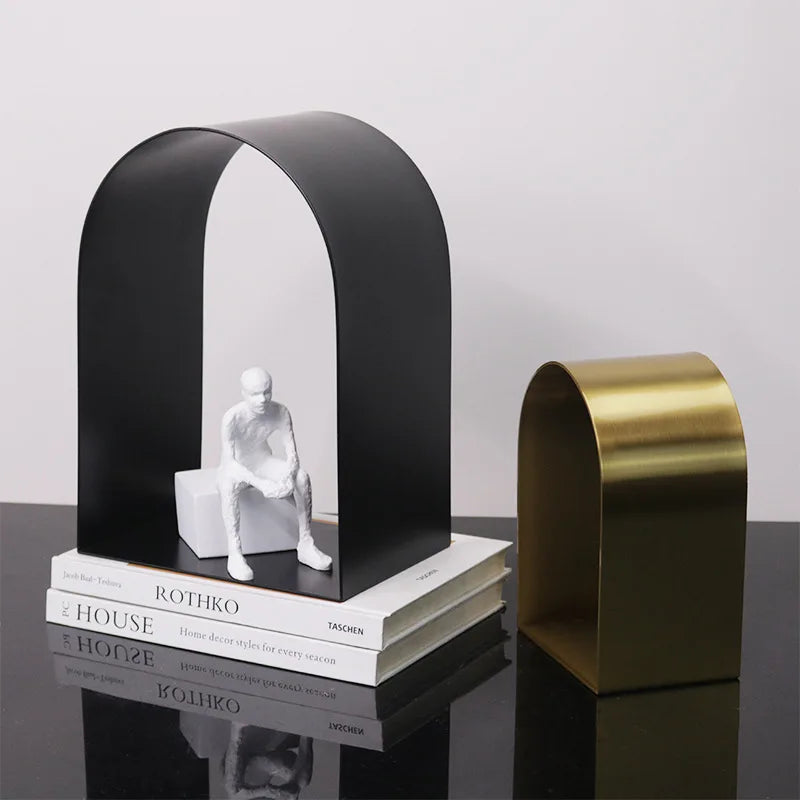 Afralia™ Golden Arches Metal Sculpture Room Decoration Geometric Handicraft Figurine