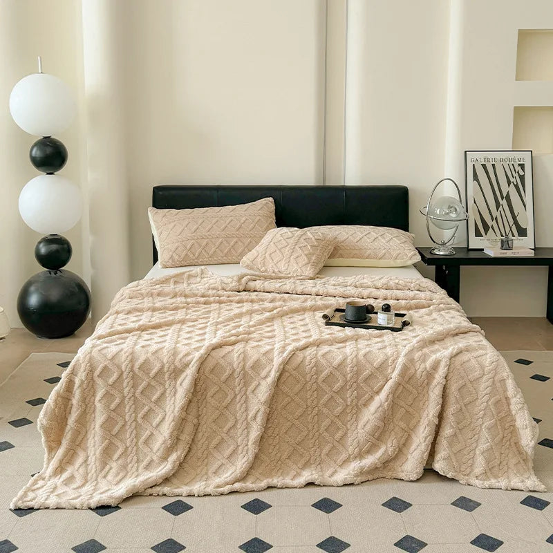 Afralia™ Taffeta Velvet Jacquard Plush Blanket: Soft, Fluffy, Colorfast Sofa Cover for Winter