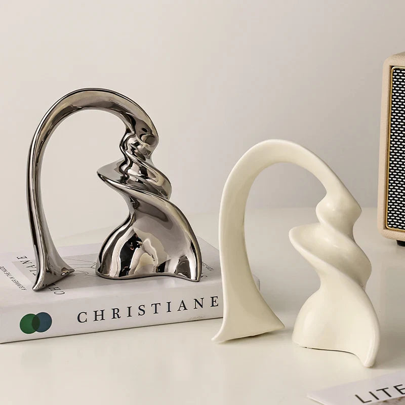 Afralia™ Silver Twisted Ribbon Arch Figurines, Home Decor Accessories