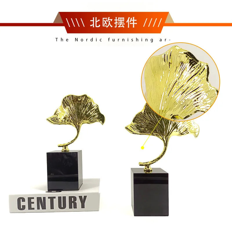 Afralia™ Ginkgo Leaf Metal Sculpture Home Decor Accent